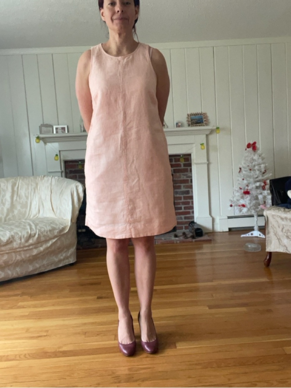 J.Crew Classic Button-Back Linen Shift Dress